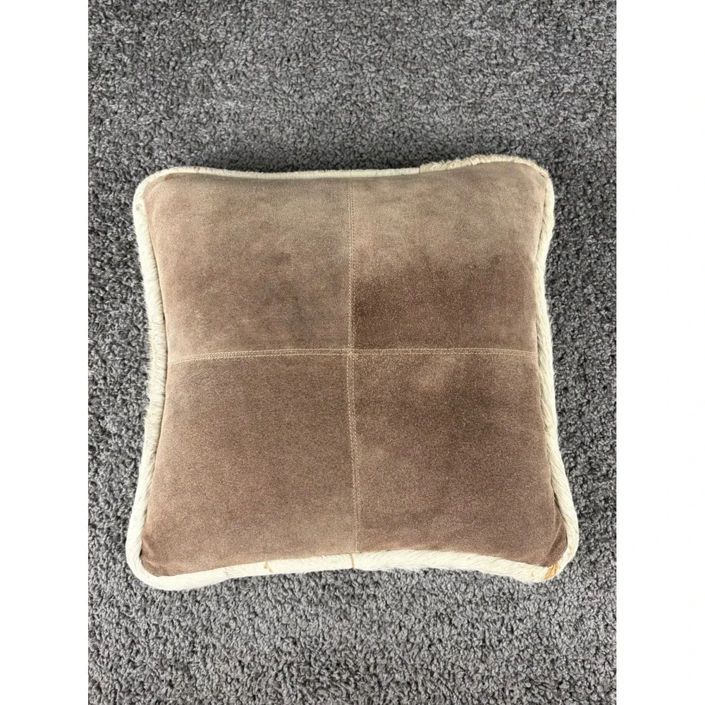 Stetson Leather Throw Pillow Set of 3 Western Cowhide Hair on Hide Brown Tan